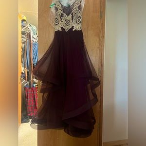 Maroon prom dress with gem top